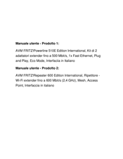 AVM FRITZ!Powerline 510E Installation And Operation Manual