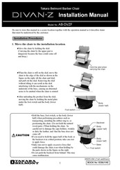 Takara Belmont DIVAN-Z AB-DVZF Installation Manual