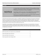 Endless Pools Winterizing Pool Series Service Instruction