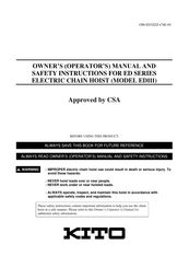 CSA KITO ED10ST Manual