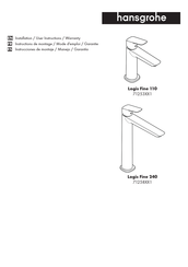 Hans Grohe Logis Fine 240 71258 1 Series Installation/User Instructions/Warranty