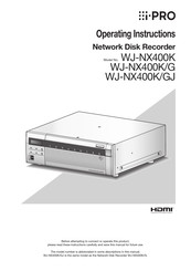 i-PRO WJ-NX400K/GJ Operating Instructions Manual