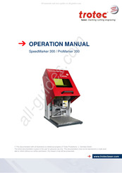 Trotec SpeedMaker 300 Operation Manual