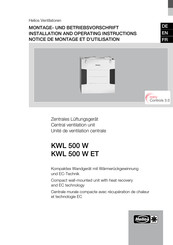 Helios KWL 500 W Installation And Operating Instructions Manual