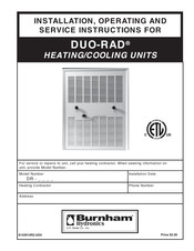 Burnham DUO-RAD DR-22 Installation, Operating And Service Instructions