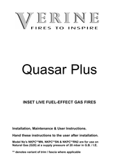 Verine Quasar Plus NKPC MN Series Installation, Maintenance & User Instructions