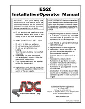 American Dryer Corp. ES20 Installation & Operator's Manual