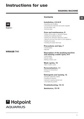Hotpoint AQUARIUS WMAQB 741 Instructions For Use Manual