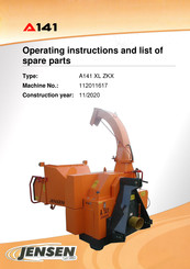 Jensen A141 XL ZKX Operating Instructions Manual