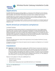 Johnson Controls WRG1830 Installation Manual