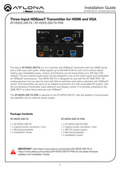 Panduit Atlona AT-HDVS-200-TX Installation Manual