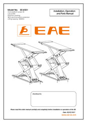 EAE EE-6501 Installation, Operation, And Parts Manual