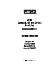 Club Car Carryall 294D SE Owner's Manual