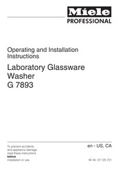 Miele professional G 7893 Operating And Installation Instructions