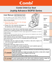 Combi Joytrip Advance ISOFIX Series User Manual
