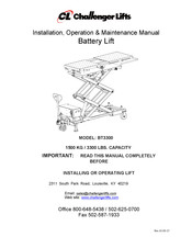 Challenger Lifts BT3300 Installation, Operation & Maintenance Manual