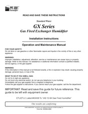 Pure Humidifier GX-8 Installation Instructions Manual