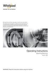 Whirlpool ALA 102 Operating Instructions Manual