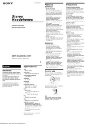 Sony MDR-SA1000 Operating Instructions