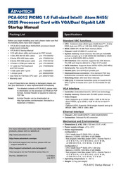 Advantech PCA-6012 Startup Manual