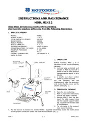 ROTONDI MINI 3 Instruction And Maintenance