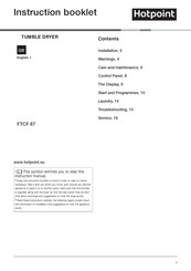 Hotpoint FTCF 87 Instruction Booklet