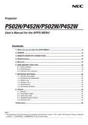 NEC P452W User Manual