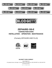 Blodgett ZEPHAIRE-240E Installation Operation & Maintenance
