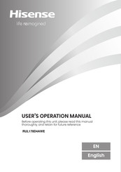 Hisense RUL178D4AWE User's Operation Manual