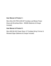 Worx Nitro LEAFJET WG585.9 User Manual