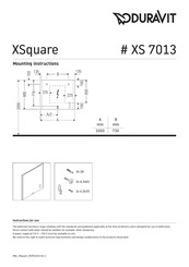 DURAVIT XSquare XS 7013 Mounting Instructions