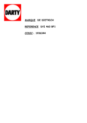 DeDietrich DVI 460 BF1 Manual
