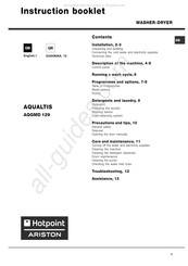 Hotpoint Ariston AQUALTIS AQGMD 129/A Instruction Booklet