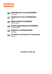 Franke FCR 925 I TC BK XS Instructions For Use And Installation