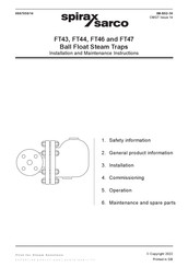 Spirax Sarco FT 43 Series Installation And Maintenance Instructions Manual