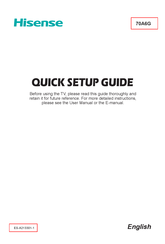 Hisense 70A6G Quick Setup Manual