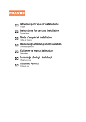Franke FTU 3807-P W XS 89 H Instructions For Use And Installation