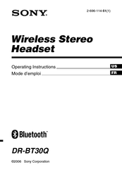 Sony DR-BT30Q - Wireless Stereo Headset Operating Instructions Manual