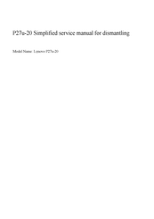 Lenovo ThinkVision P27u-20 Simplified Service Manual