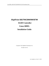 HighPoint RR800 Series Installation Manual