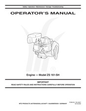MTD ZS 161-SH Operator's Manual