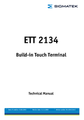 Sigmatek ETT 2134 Technical Manual