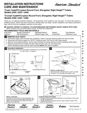 American Standard Right Height Elongated Toilet Triumph Cadet 3 Installation Instructions Care And Maintenance