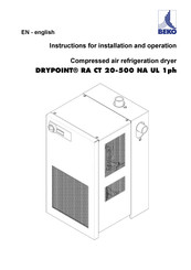 Beko DRYPOINT RA CT 125 NA UL Instructions For Installation And Operation Manual