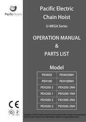 Pacific Hoists PEH050NH Operation Manual