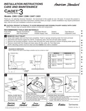 American Standard CORNER DUET W/SEAT 2383 Installation Instructions Care And Maintenance