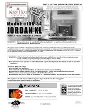 kozy heat Jordan XL JOR-34 Installation And Operation Manual