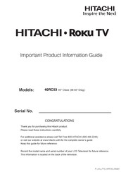 Hitachi 40RC53 Important Product Information Manual