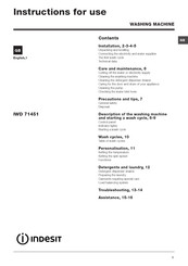 Indesit IWD 71451 Instructions For Use Manual