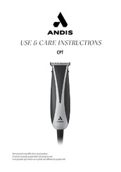 Andis CPT Use & Care Instructions Manual